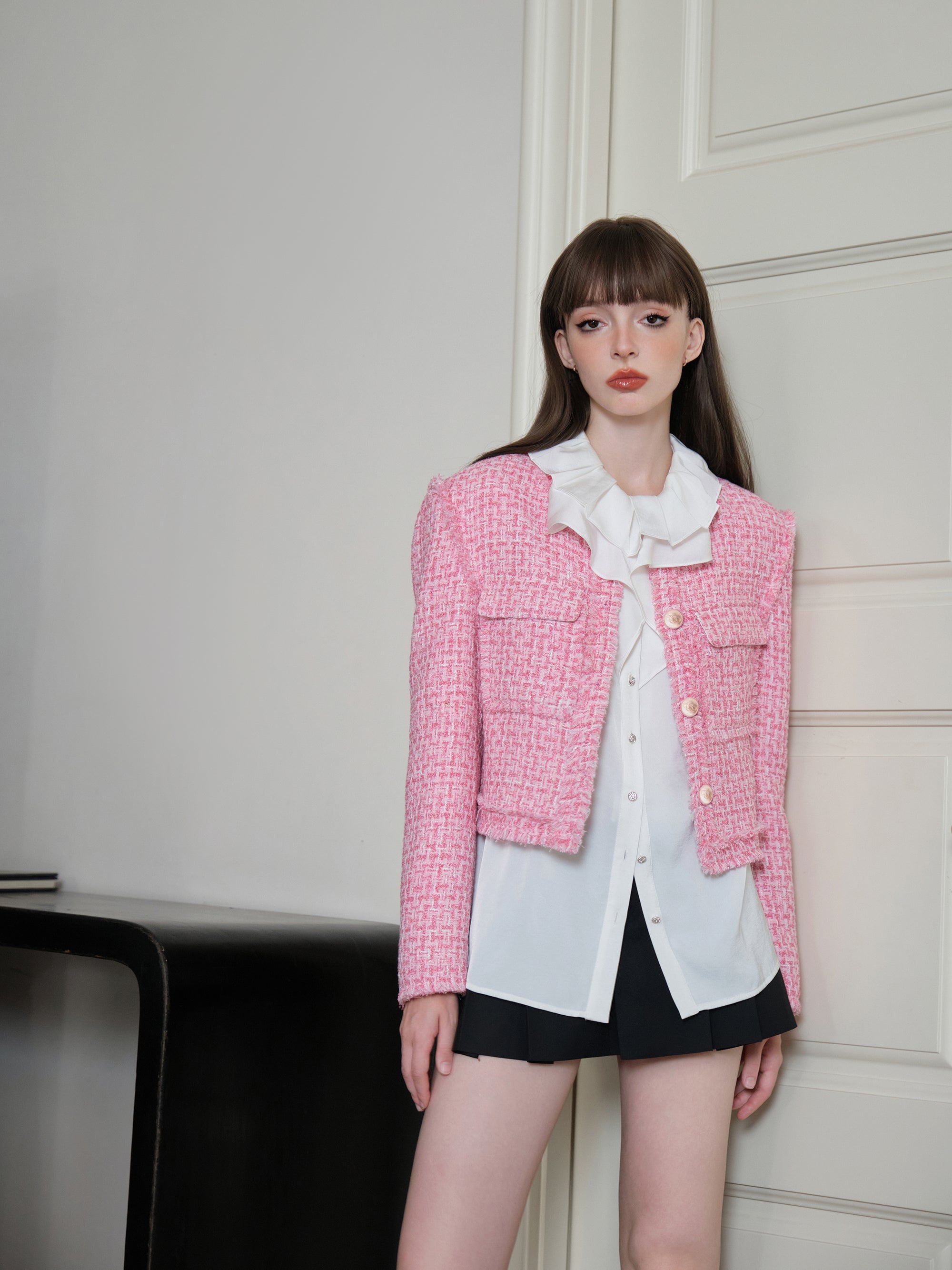 THREE QUARTERS Pink Tweed Jacket – 1ER AOÛT